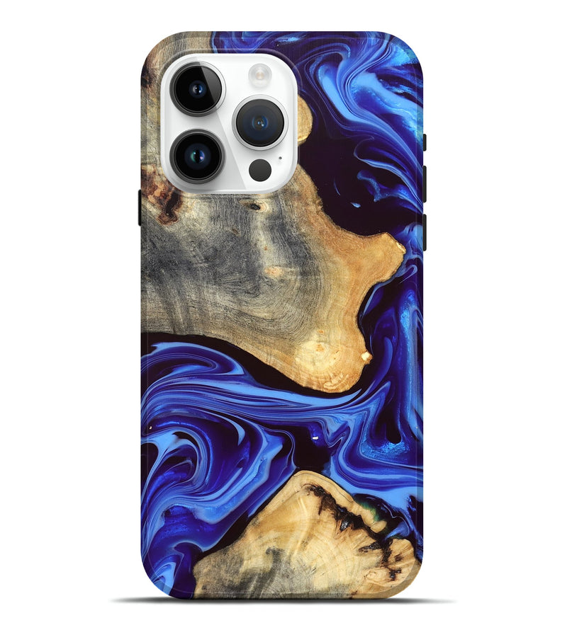 iPhone 15 Pro Max Wood Live Edge Phone Case - Alisson (Blue, 832669)
