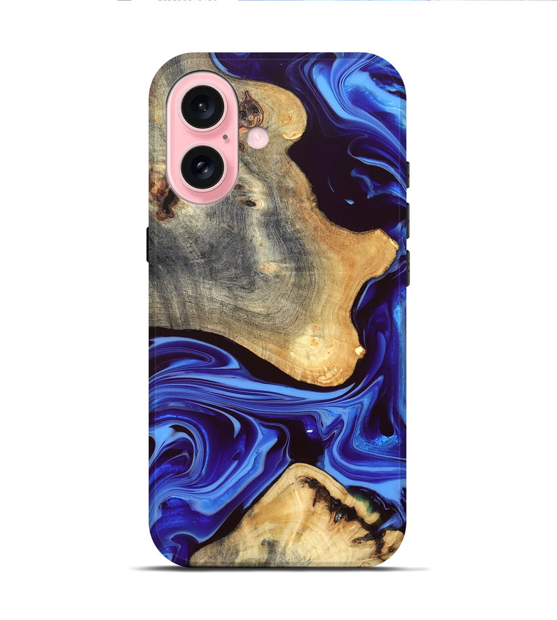 iPhone 16 Wood Live Edge Phone Case - Alisson (Blue, 832669)