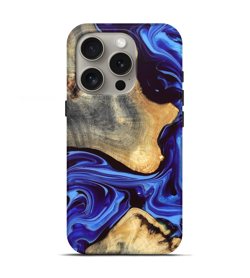 iPhone 16 Pro Wood Live Edge Phone Case - Alisson (Blue, 832669)