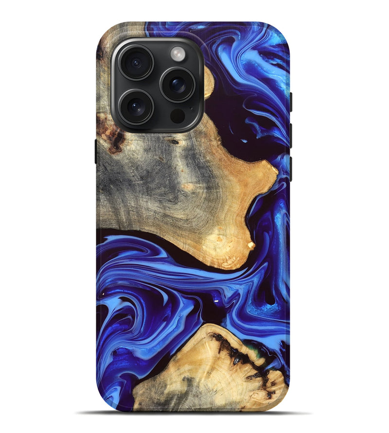 iPhone 16 Pro Max Wood Live Edge Phone Case - Alisson (Blue, 832669)