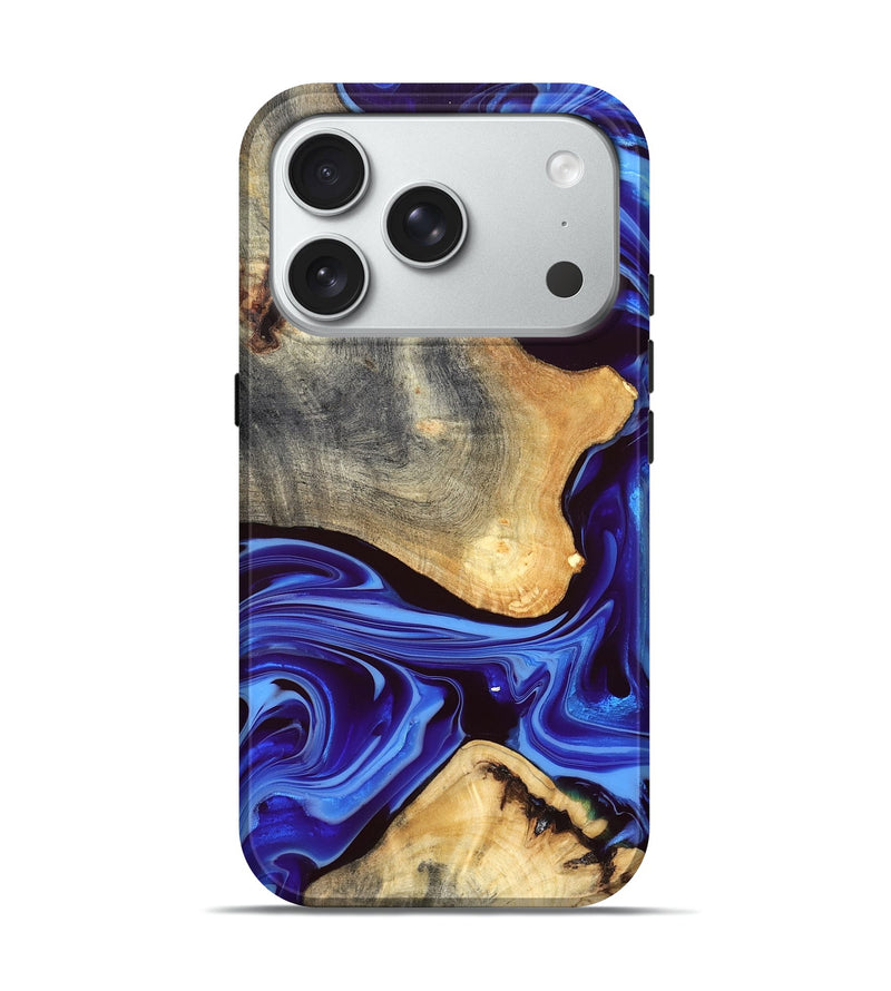 iPhone 18 Pro Wood Live Edge Phone Case - Alisson (Blue, 832669)