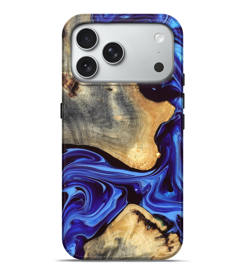 iPhone 18 Pro Max Wood Live Edge Phone Case - Alisson (Blue, 832669)