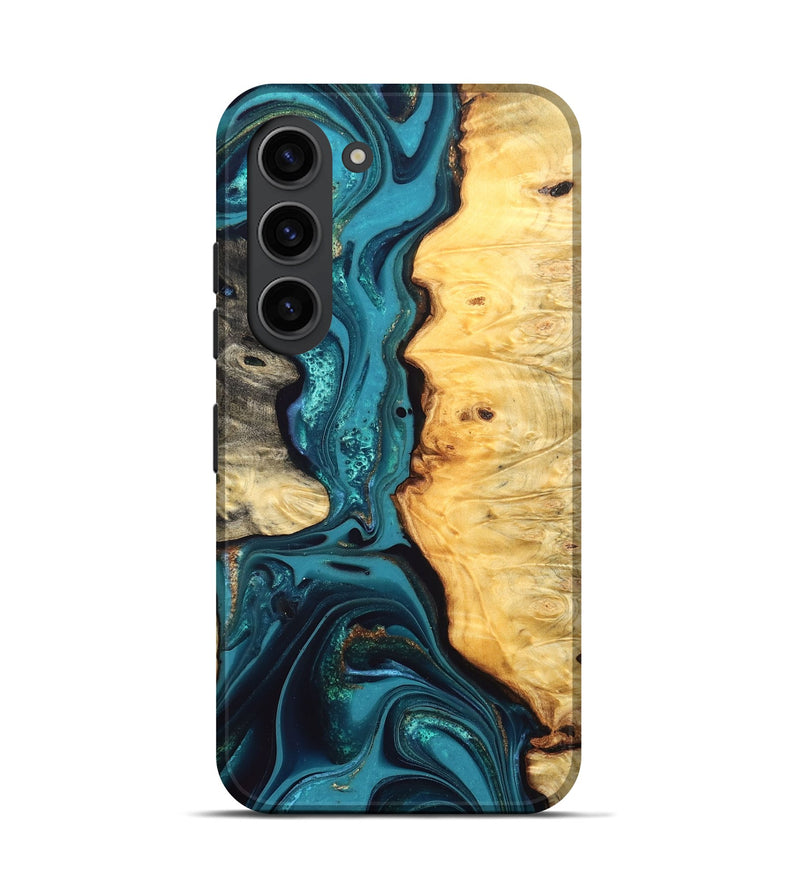 Galaxy S23 Wood Live Edge Phone Case - Lorna (Teal & Gold, 832670)