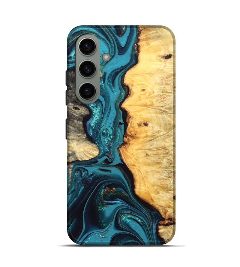 Galaxy S24 Wood Live Edge Phone Case - Lorna (Teal & Gold, 832670)