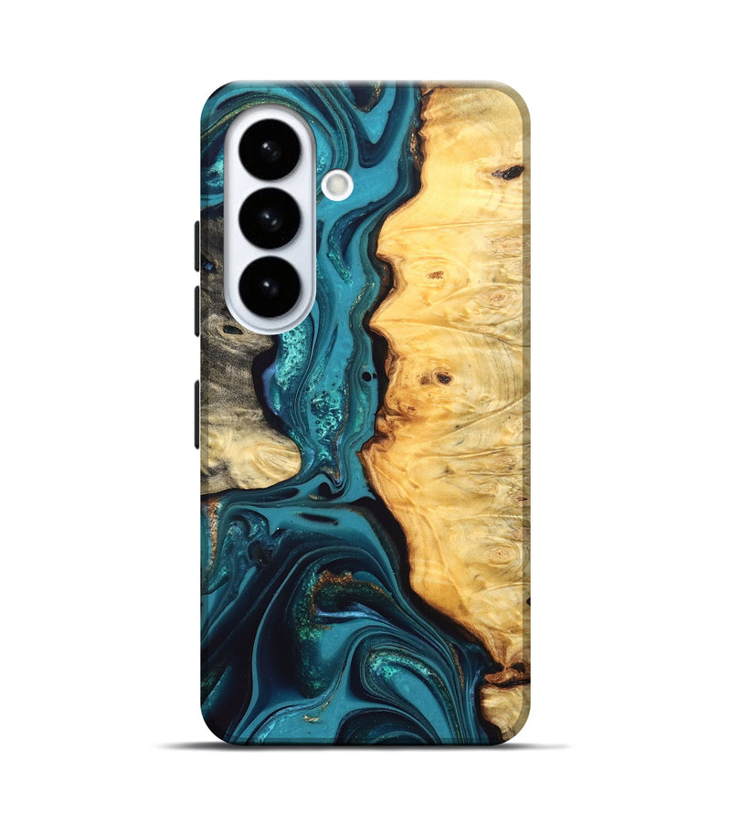 Galaxy S26 Wood Live Edge Phone Case - Lorna (Teal & Gold, 832670)
