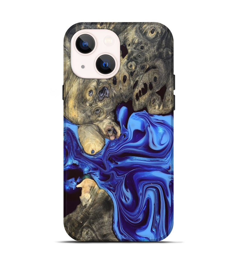 iPhone 14 Wood Live Edge Phone Case - Noreen (Blue, 832676)