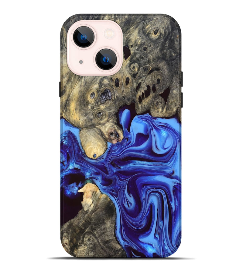 iPhone 14 Plus Wood Live Edge Phone Case - Noreen (Blue, 832676)