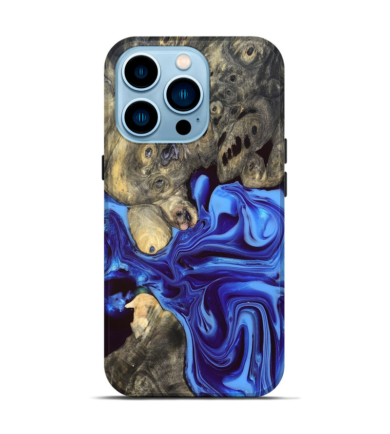 iPhone 14 Pro Wood Live Edge Phone Case - Noreen (Blue, 832676)