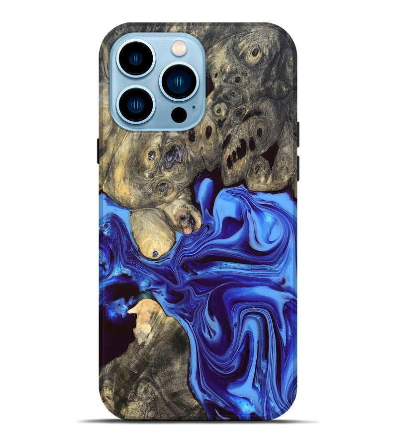 iPhone 14 Pro Max Wood Live Edge Phone Case - Noreen (Blue, 832676)