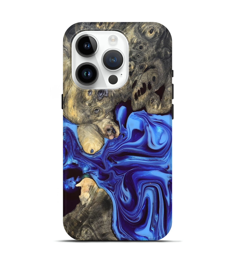 iPhone 15 Pro Wood Live Edge Phone Case - Noreen (Blue, 832676)