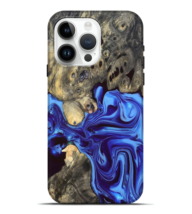 iPhone 15 Pro Max Wood Live Edge Phone Case - Noreen (Blue, 832676)