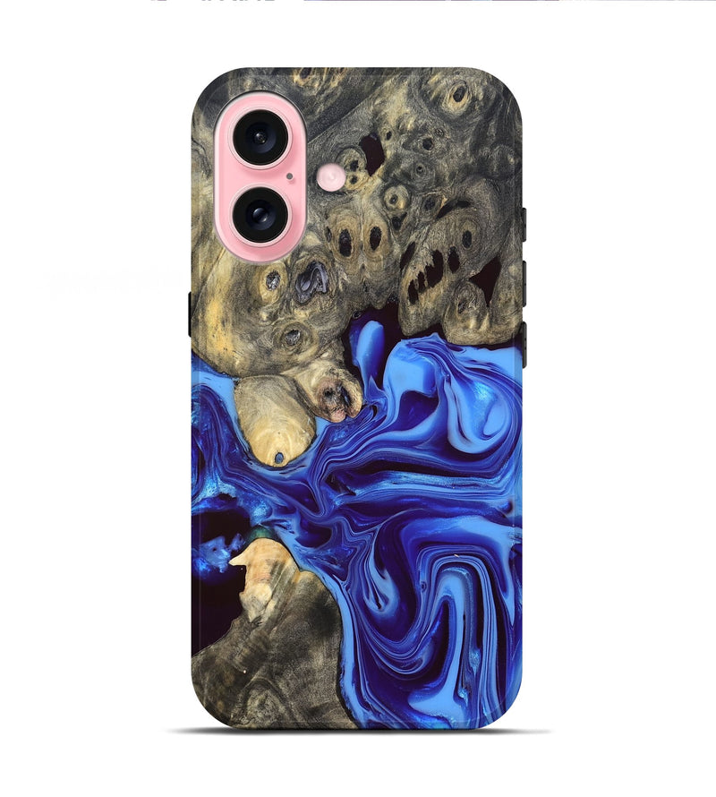 iPhone 16 Wood Live Edge Phone Case - Noreen (Blue, 832676)