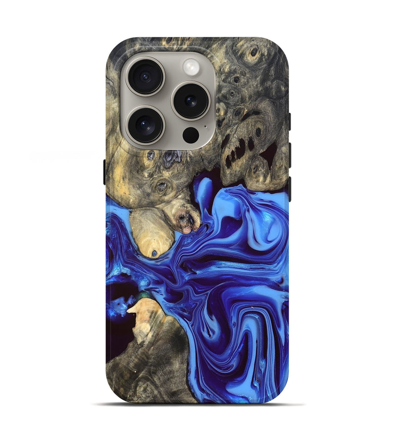 iPhone 16 Pro Wood Live Edge Phone Case - Noreen (Blue, 832676)