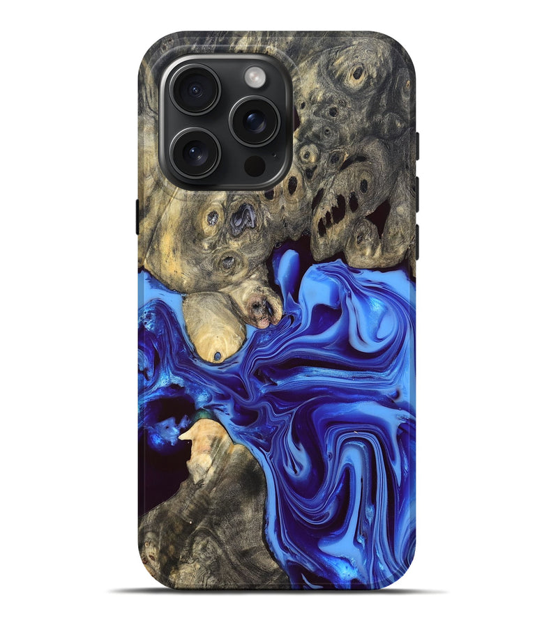 iPhone 16 Pro Max Wood Live Edge Phone Case - Noreen (Blue, 832676)