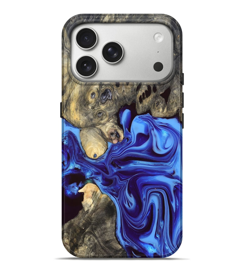 iPhone 17 Pro Max Wood Live Edge Phone Case - Noreen (Blue, 832676)