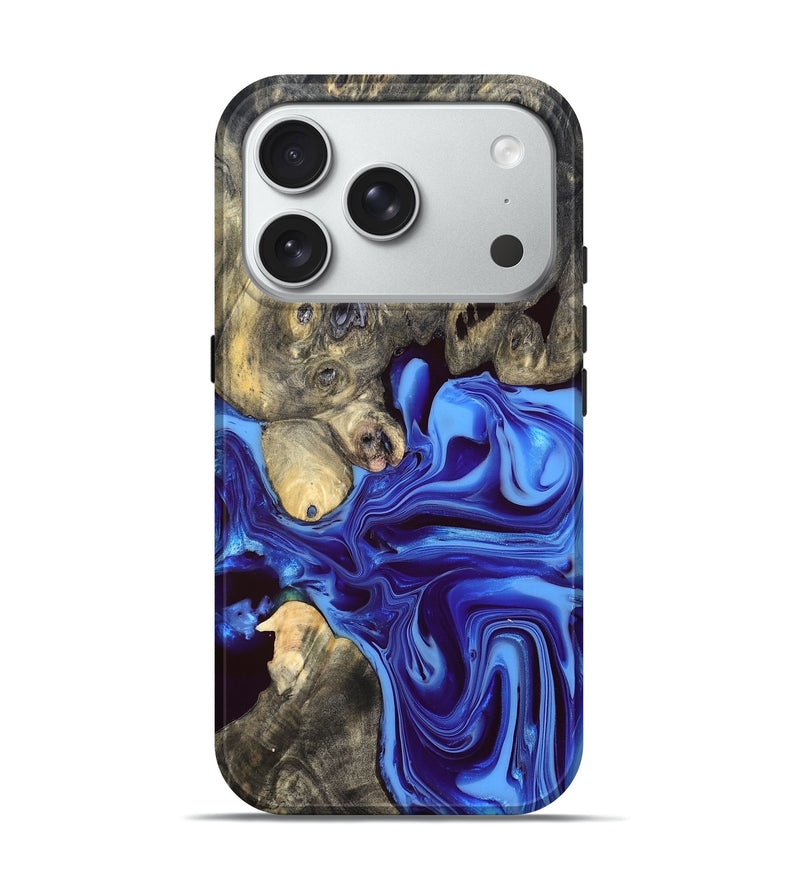 iPhone 18 Pro Wood Live Edge Phone Case - Noreen (Blue, 832676)