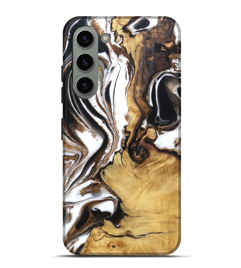 Galaxy S23 Plus Wood Live Edge Phone Case - Chrissy (Black & White, 832677)