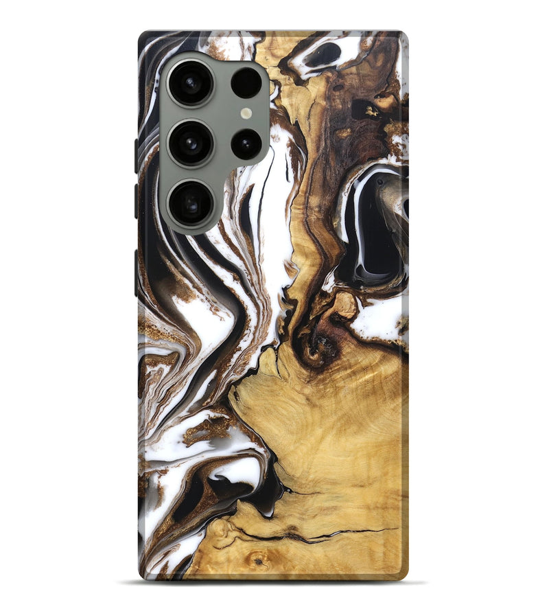 Galaxy S24 Ultra Wood Live Edge Phone Case - Chrissy (Black & White, 832677)