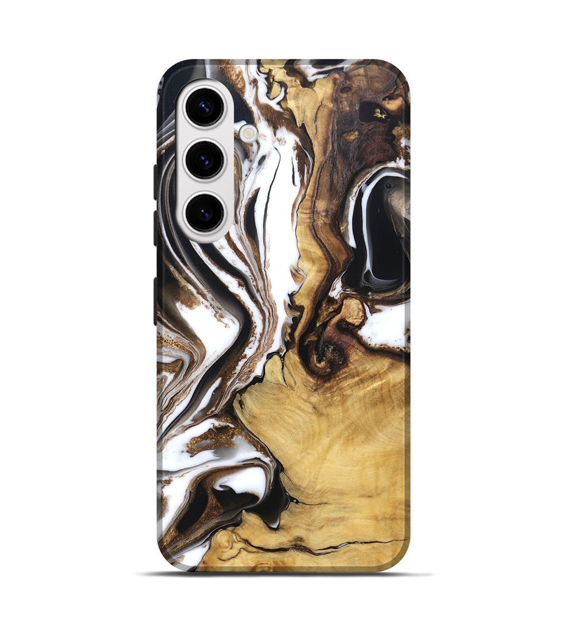 Galaxy S25 Wood Live Edge Phone Case - Chrissy (Black & White, 832677)