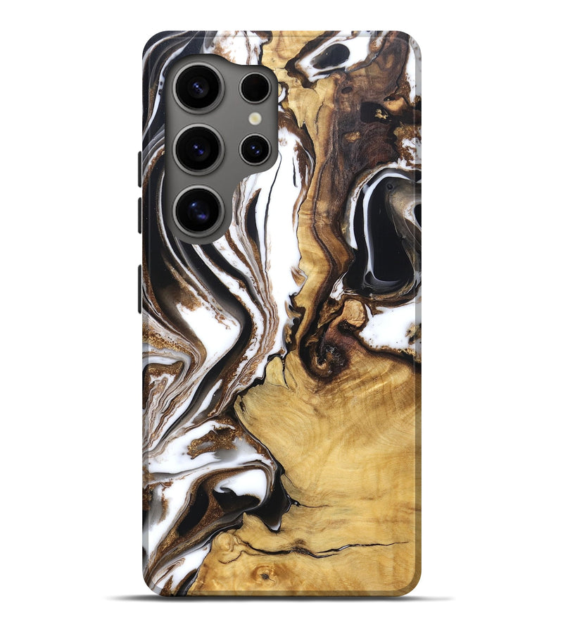 Galaxy S25 Ultra Wood Live Edge Phone Case - Chrissy (Black & White, 832677)