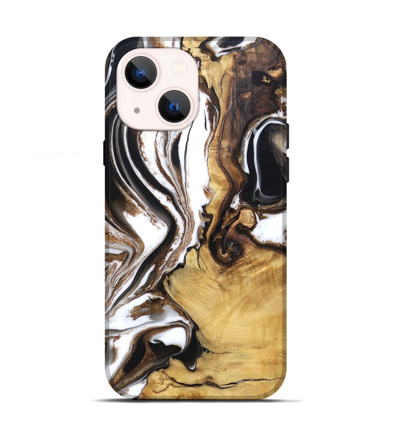 iPhone 13 Wood Live Edge Phone Case - Chrissy (Black & White, 832677)