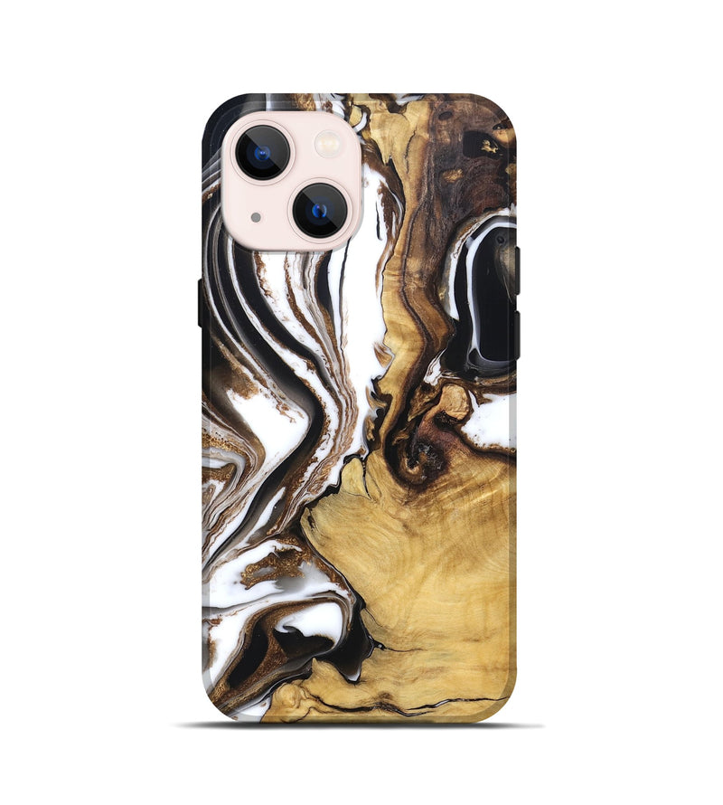 iPhone 13 mini Wood Live Edge Phone Case - Chrissy (Black & White, 832677)