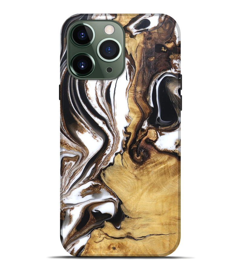 iPhone 13 Pro Max Wood Live Edge Phone Case - Chrissy (Black & White, 832677)