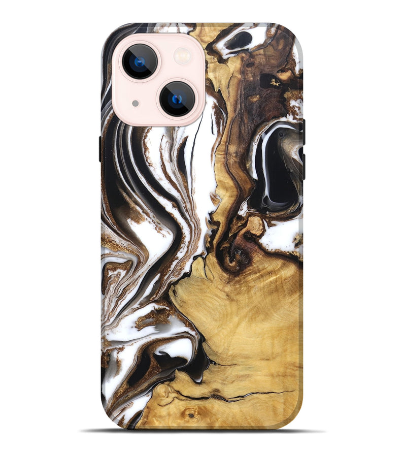 iPhone 14 Plus Wood Live Edge Phone Case - Chrissy (Black & White, 832677)