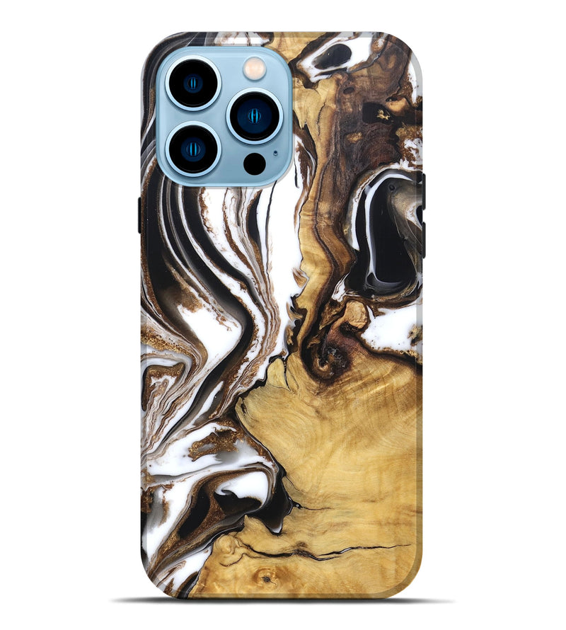 iPhone 14 Pro Max Wood Live Edge Phone Case - Chrissy (Black & White, 832677)