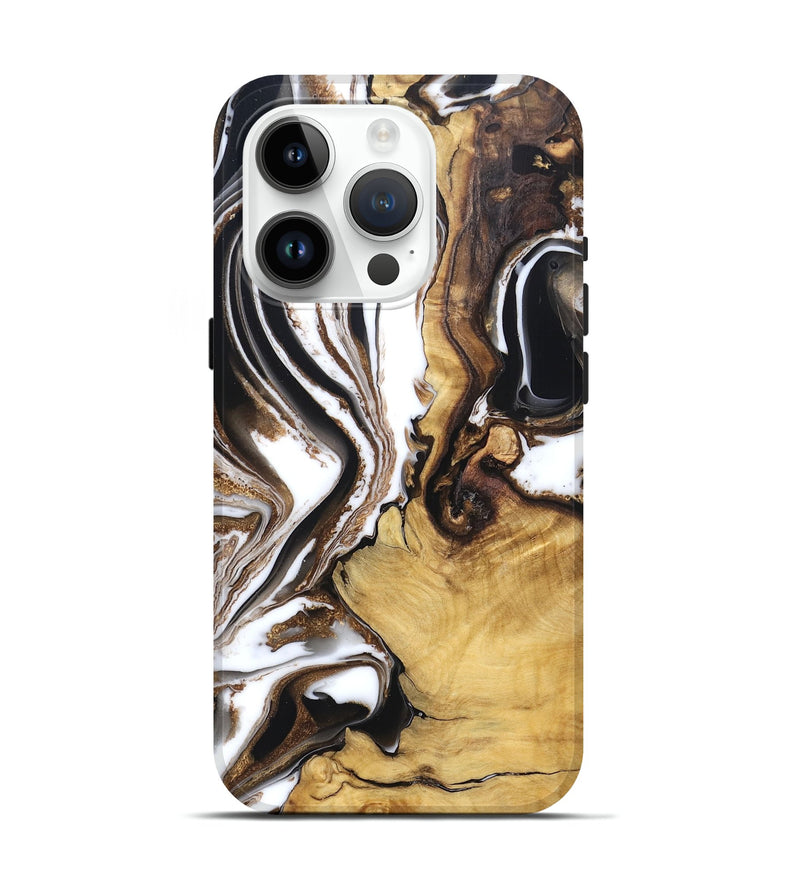 iPhone 15 Pro Wood Live Edge Phone Case - Chrissy (Black & White, 832677)