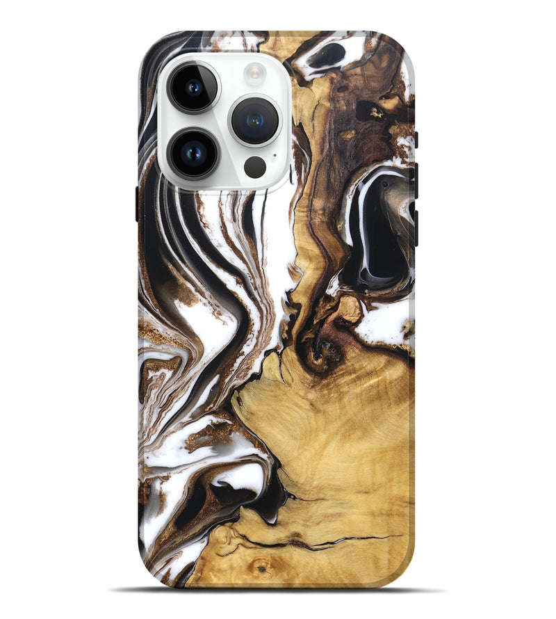iPhone 15 Pro Max Wood Live Edge Phone Case - Chrissy (Black & White, 832677)