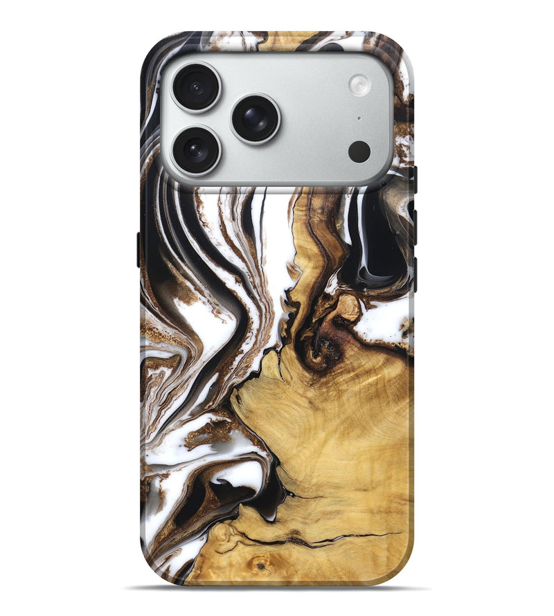 iPhone 18 Pro Max Wood Live Edge Phone Case - Chrissy (Black & White, 832677)