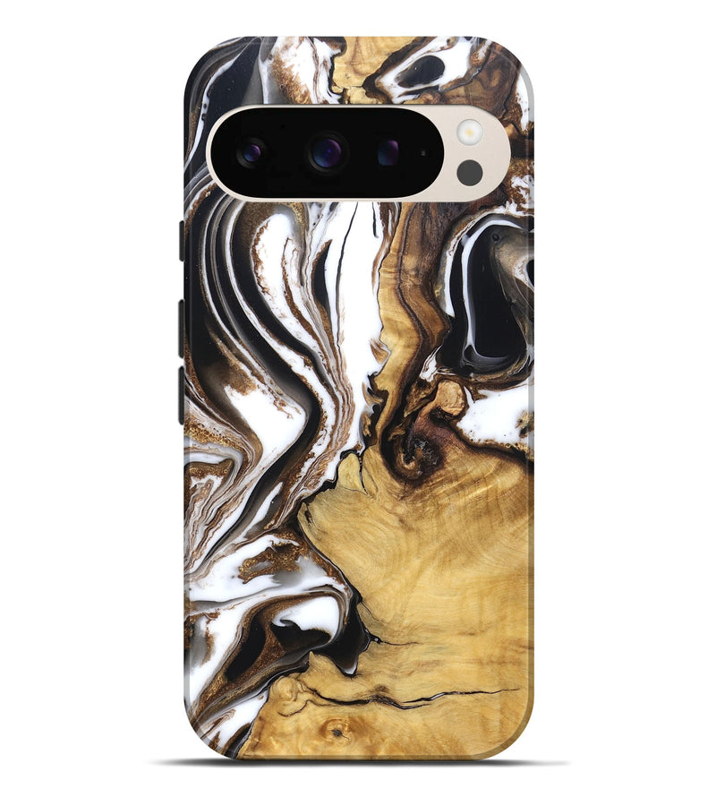 Pixel 9 Pro XL Wood Live Edge Phone Case - Chrissy (Black & White, 832677)
