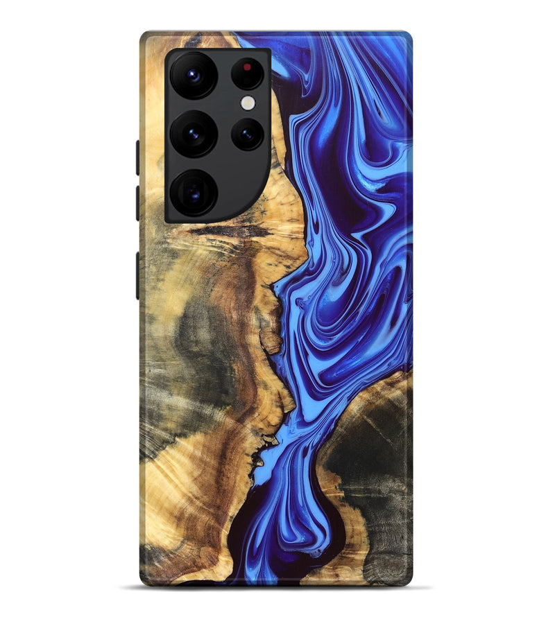 Galaxy S22 Ultra Wood Live Edge Phone Case - Demario (Blue, 832682)