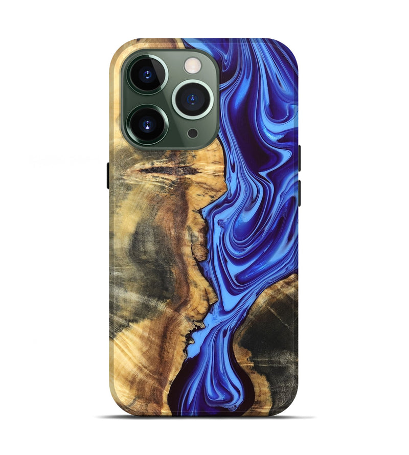 iPhone 13 Pro Wood Live Edge Phone Case - Demario (Blue, 832682)