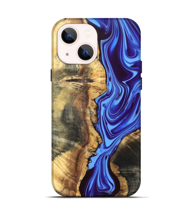iPhone 14 Wood Live Edge Phone Case - Demario (Blue, 832682)