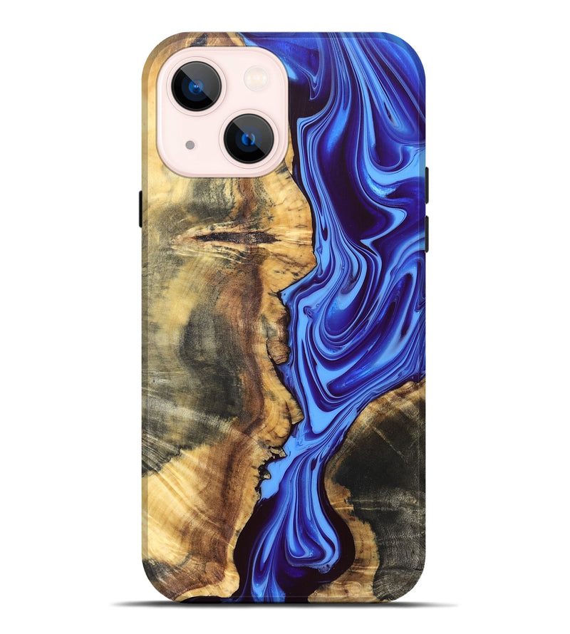 iPhone 14 Plus Wood Live Edge Phone Case - Demario (Blue, 832682)