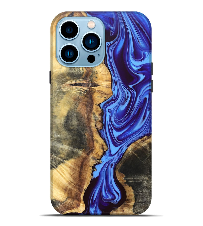 iPhone 14 Pro Max Wood Live Edge Phone Case - Demario (Blue, 832682)