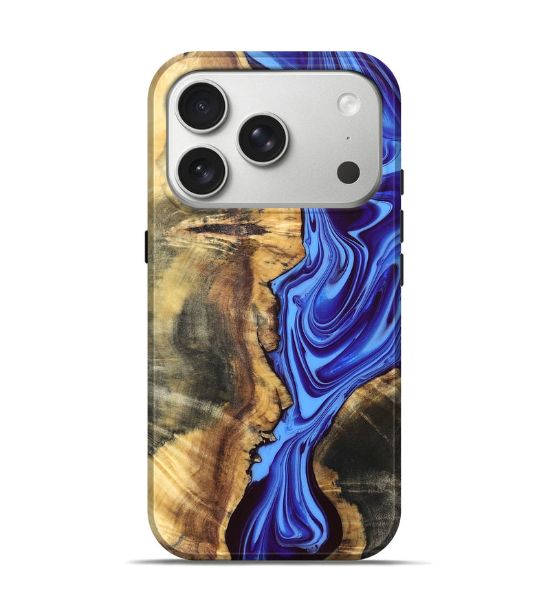 iPhone 17 Pro Wood Live Edge Phone Case - Demario (Blue, 832682)