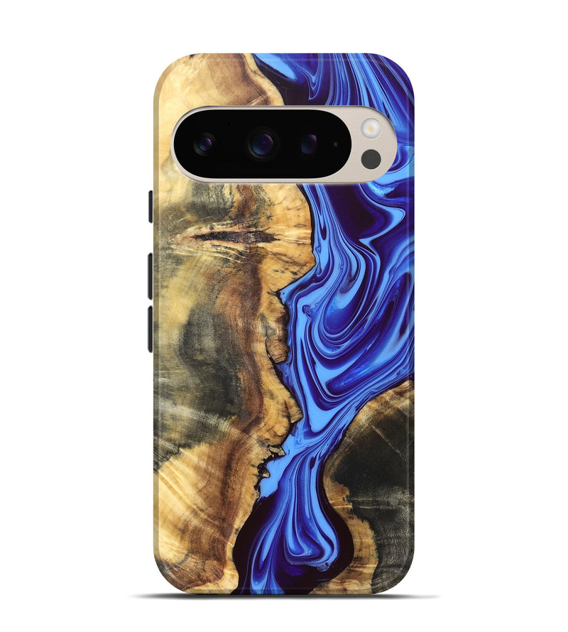 Pixel 9 Pro Wood Live Edge Phone Case - Demario (Blue, 832682)