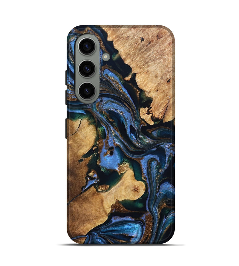 Galaxy S24 Wood Live Edge Phone Case - Adalynn (Teal & Gold, 832690)