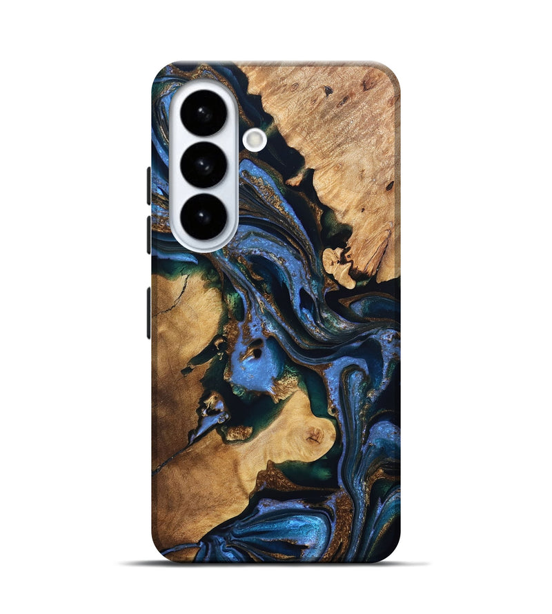 Galaxy S26 Wood Live Edge Phone Case - Adalynn (Teal & Gold, 832690)