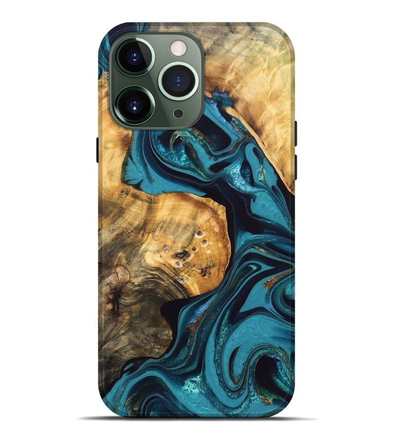 iPhone 13 Pro Max Wood Live Edge Phone Case - Elaina (Blue, 832692)