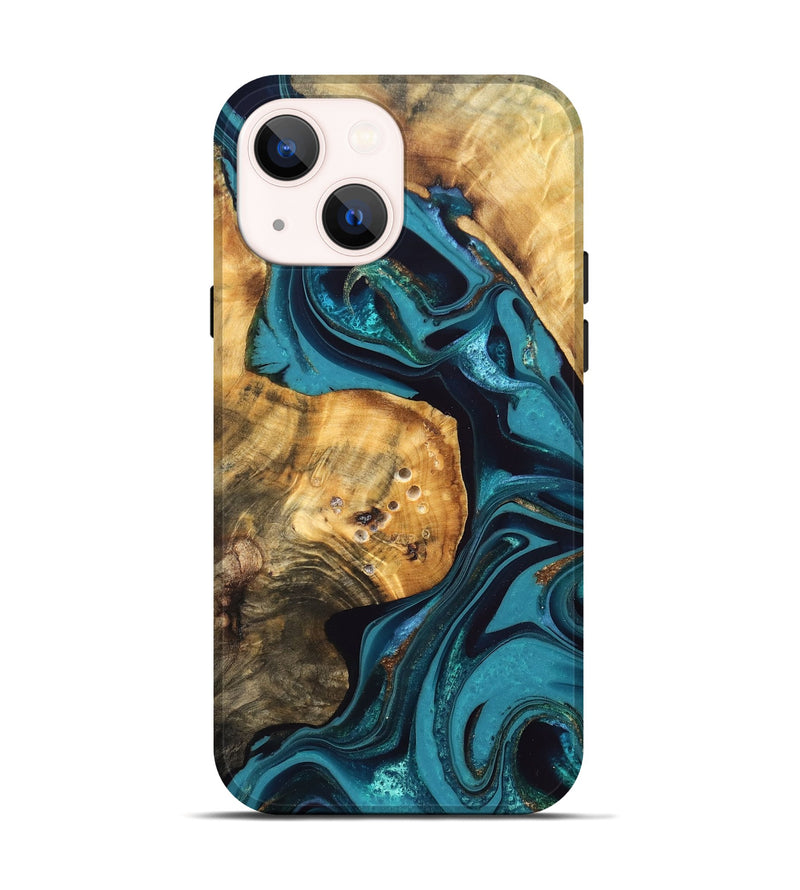 iPhone 14 Wood Live Edge Phone Case - Elaina (Blue, 832692)