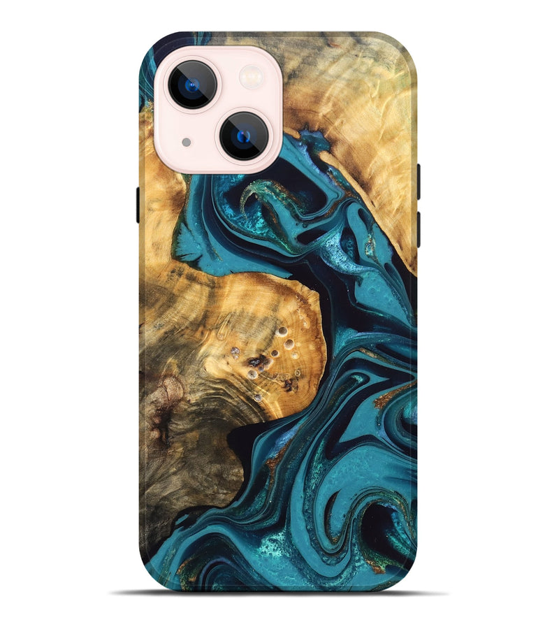 iPhone 14 Plus Wood Live Edge Phone Case - Elaina (Blue, 832692)
