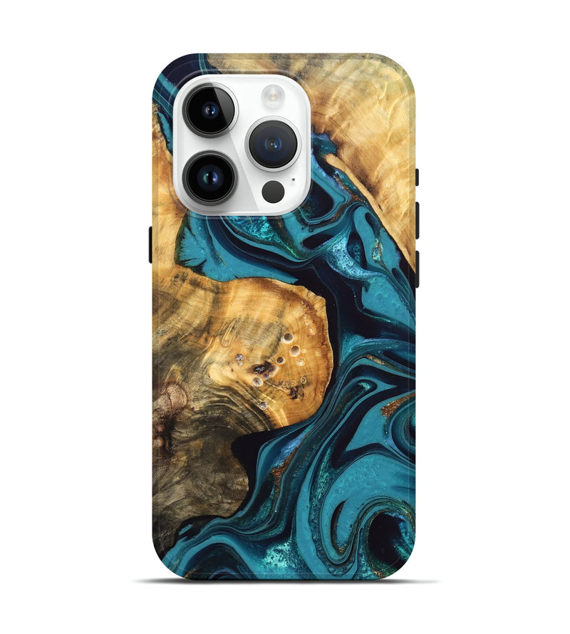 iPhone 15 Pro Wood Live Edge Phone Case - Elaina (Blue, 832692)