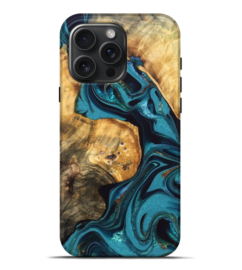 iPhone 16 Pro Max Wood Live Edge Phone Case - Elaina (Blue, 832692)