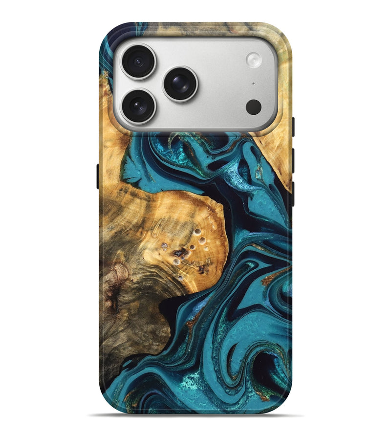 iPhone 17 Pro Max Wood Live Edge Phone Case - Elaina (Blue, 832692)