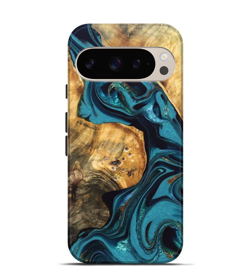Pixel 9 Pro Wood Live Edge Phone Case - Elaina (Blue, 832692)