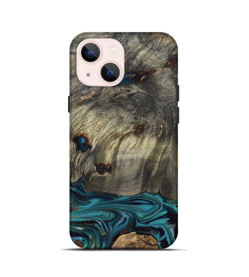 iPhone 13 mini Wood Live Edge Phone Case - Van (Blue, 832698)